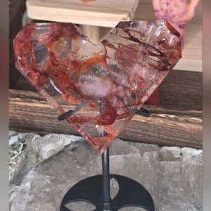 Fire Quartz Heart With Stand